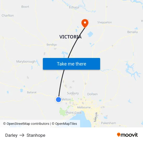 Darley to Stanhope map