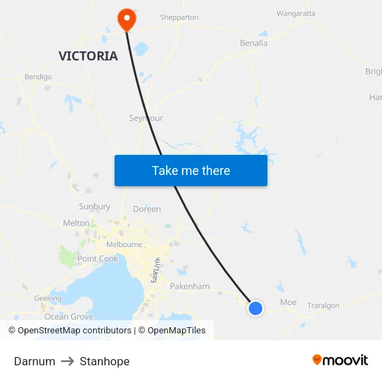 Darnum to Stanhope map