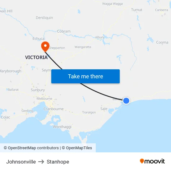 Johnsonville to Stanhope map