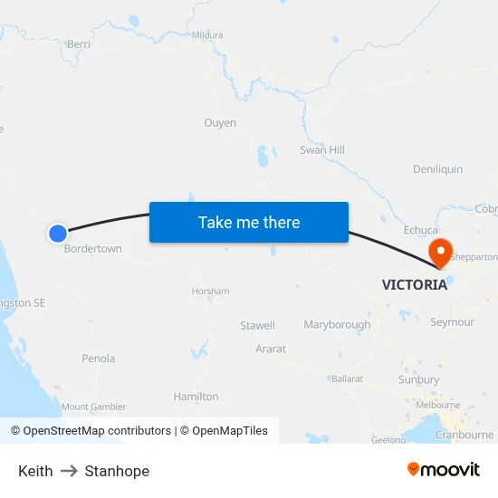 Keith to Stanhope map