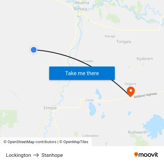 Lockington to Stanhope map