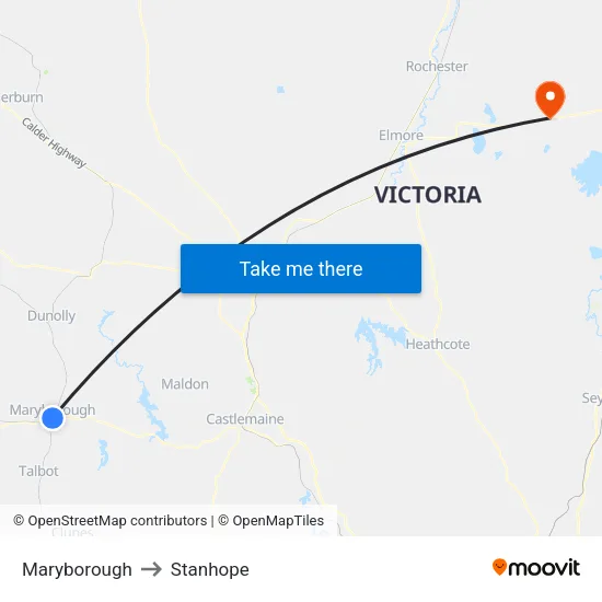 Maryborough to Stanhope map