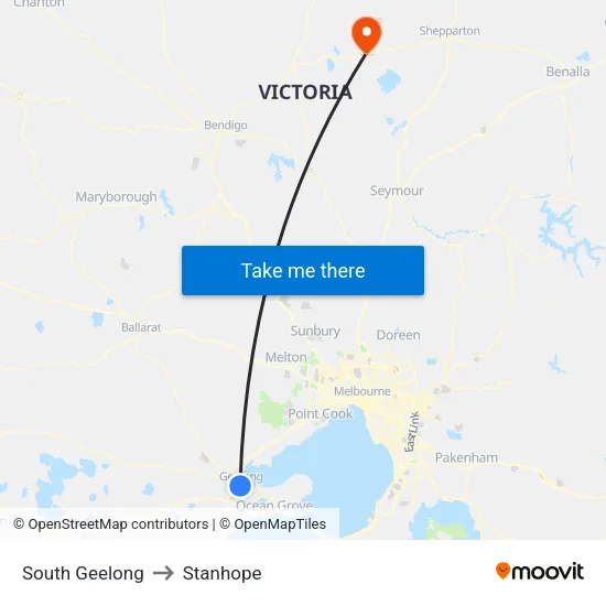 South Geelong to Stanhope map