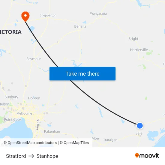 Stratford to Stanhope map