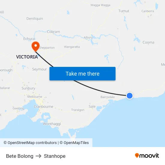 Bete Bolong to Stanhope map