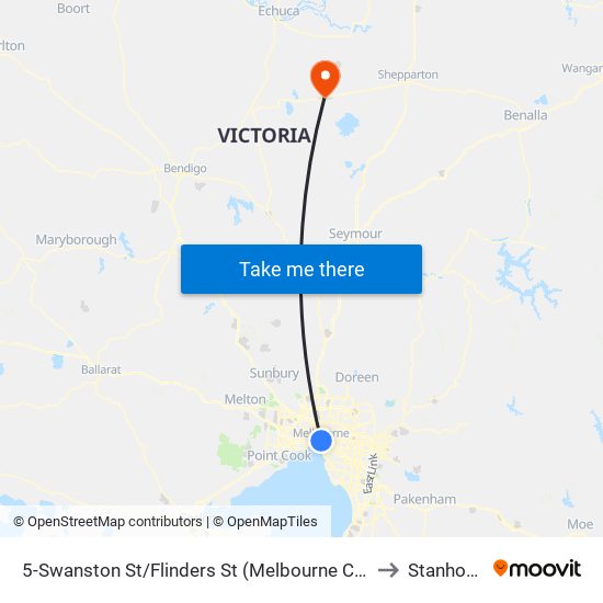 5-Swanston St/Flinders St (Melbourne City) to Stanhope map