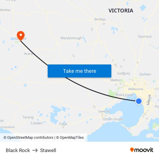 Black Rock to Stawell map