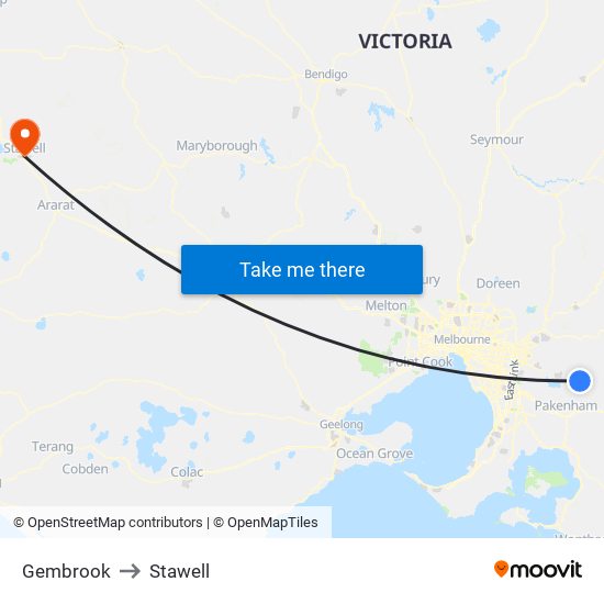Gembrook to Stawell map