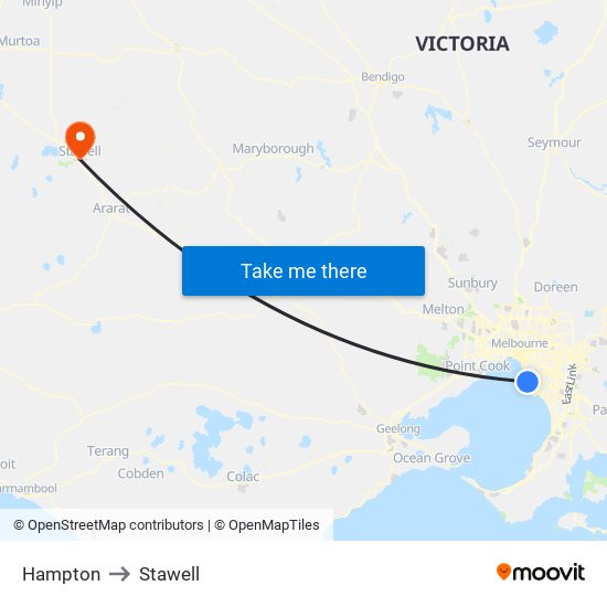 Hampton to Stawell map