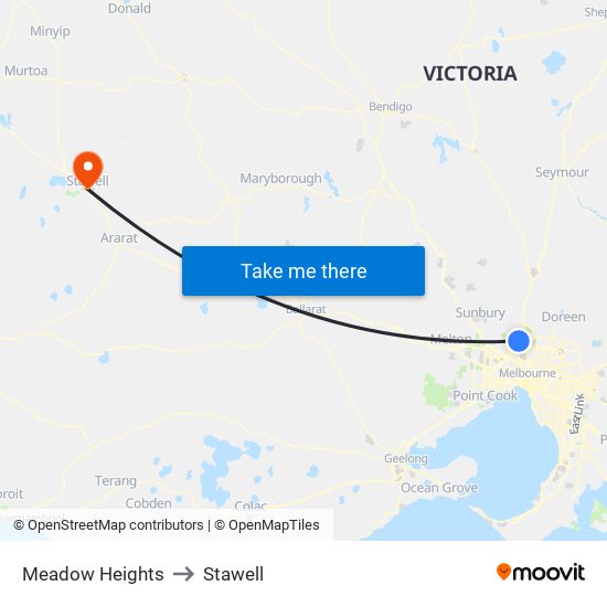Meadow Heights to Stawell map