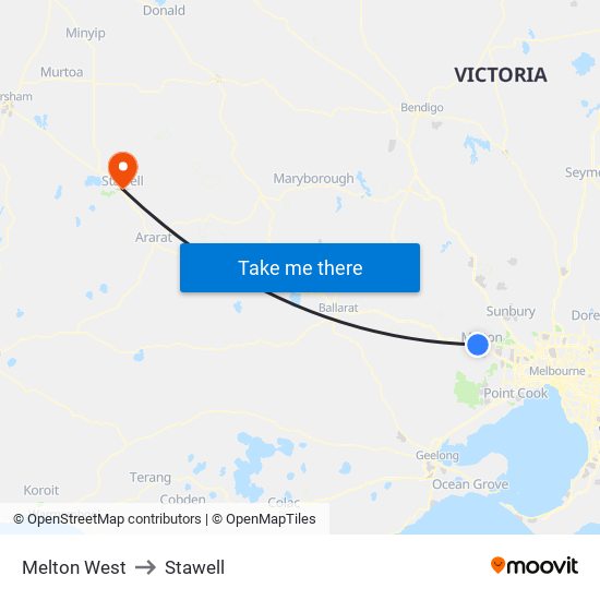 Melton West to Stawell map