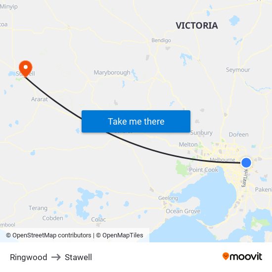 Ringwood to Stawell map