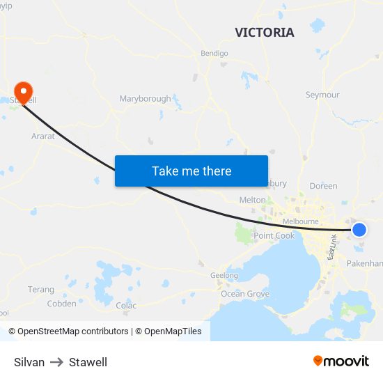 Silvan to Stawell map