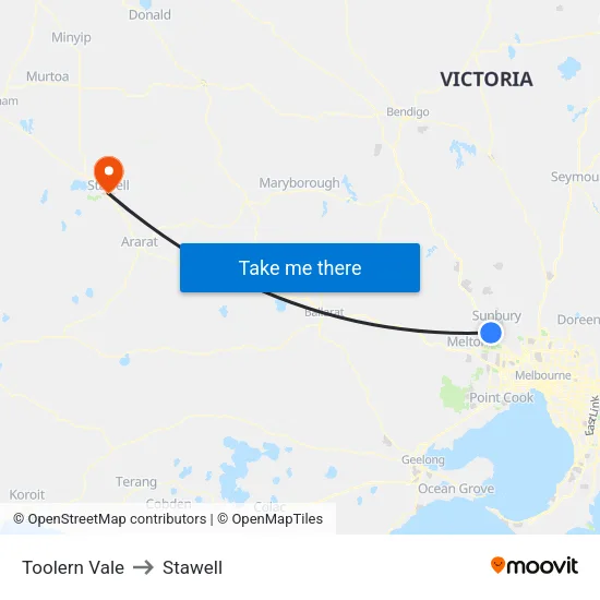 Toolern Vale to Stawell map