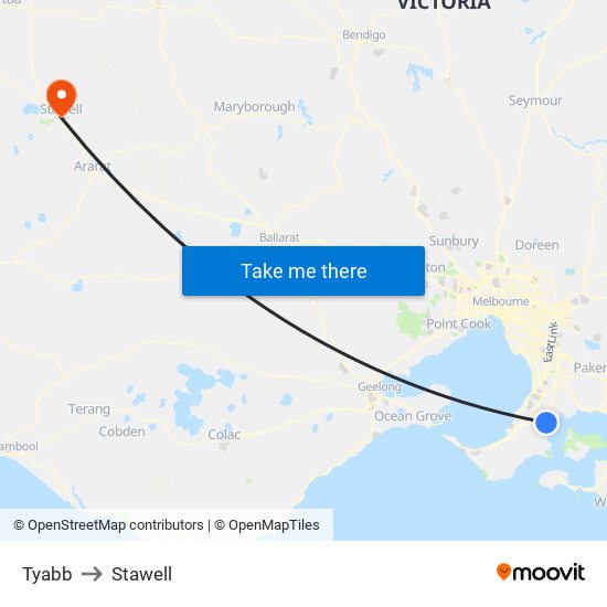 Tyabb to Stawell map