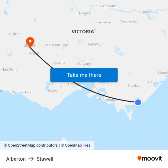 Alberton to Stawell map