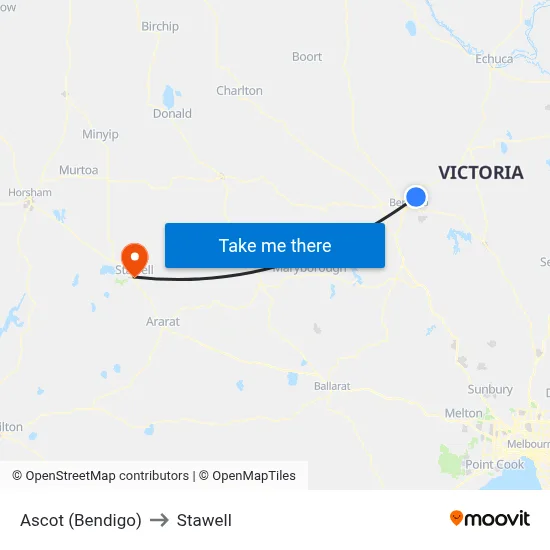 Ascot (Bendigo) to Stawell map