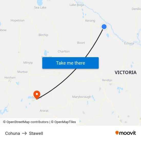 Cohuna to Stawell map