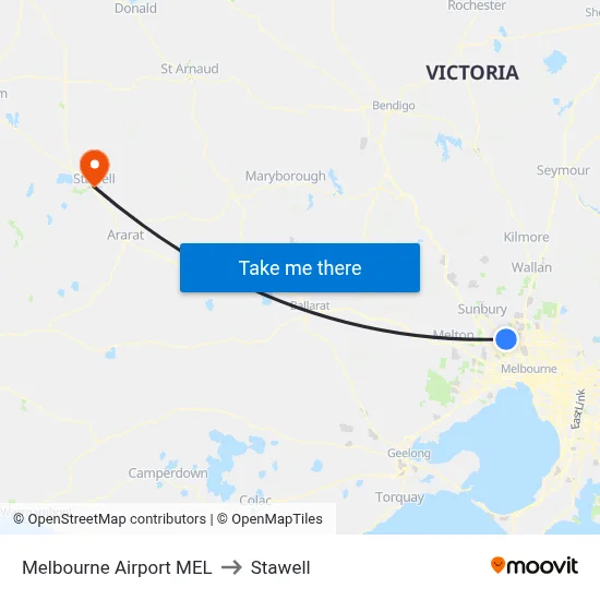 Melbourne Airport MEL to Stawell map