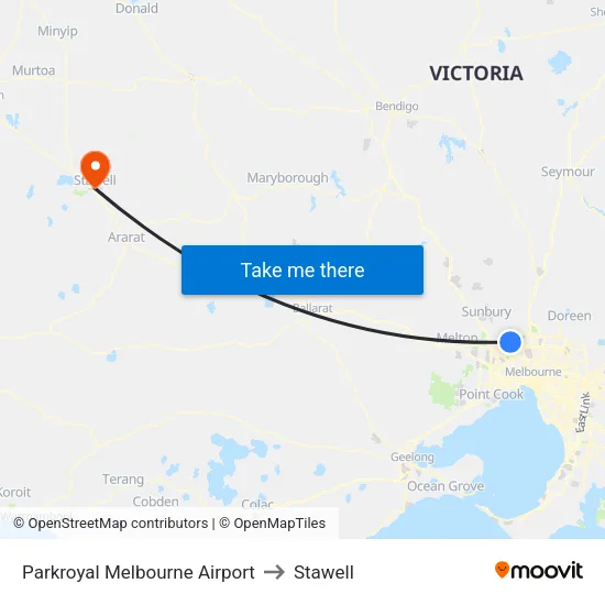 Parkroyal Melbourne Airport to Stawell map