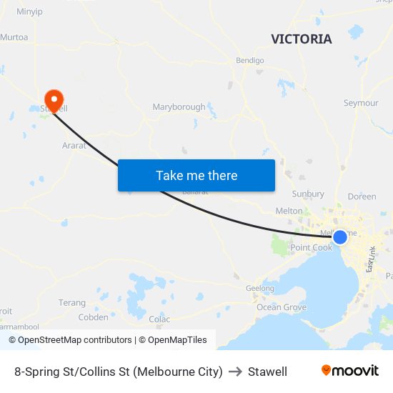 8-Spring St/Collins St (Melbourne City) to Stawell map