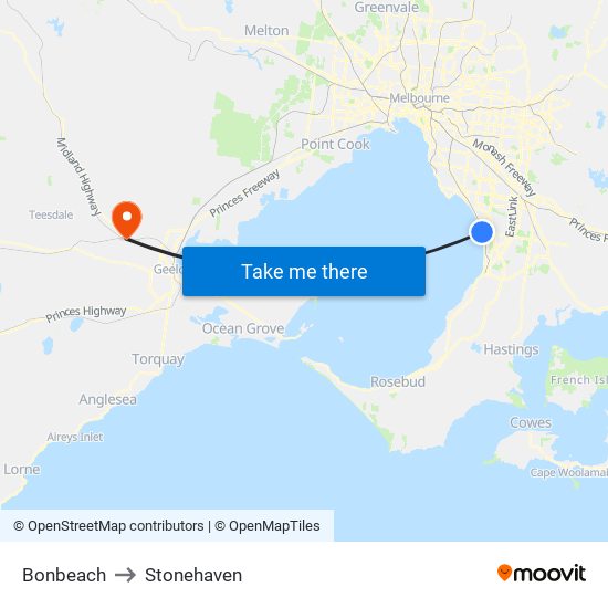 Bonbeach to Stonehaven map