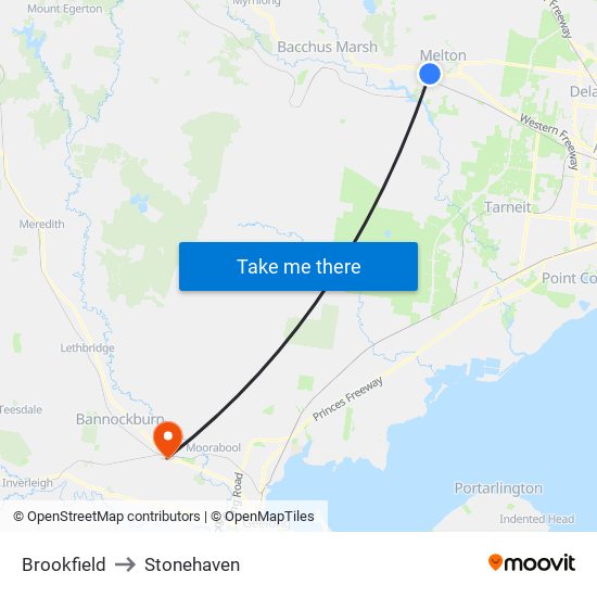 Brookfield to Stonehaven map