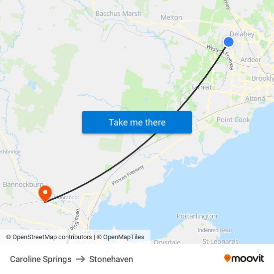 Caroline Springs to Stonehaven map