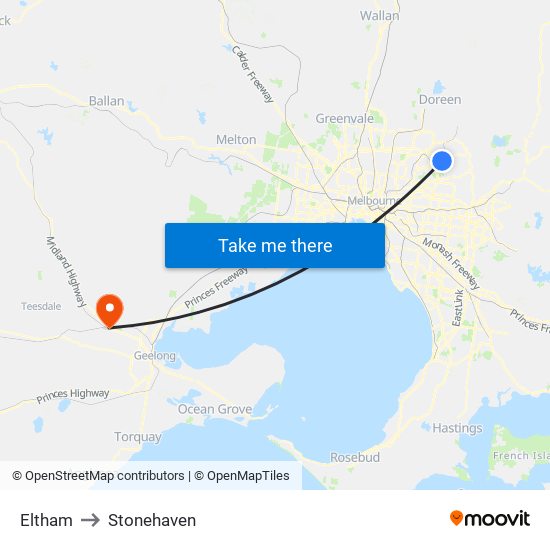 Eltham to Stonehaven map