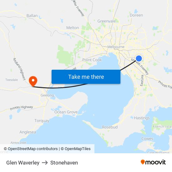 Glen Waverley to Stonehaven map