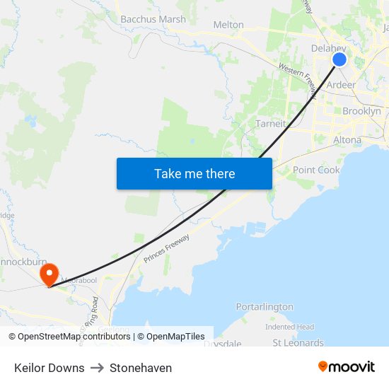 Keilor Downs to Stonehaven map