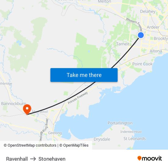 Ravenhall to Stonehaven map