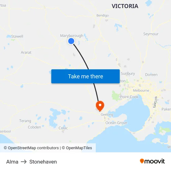 Alma to Stonehaven map