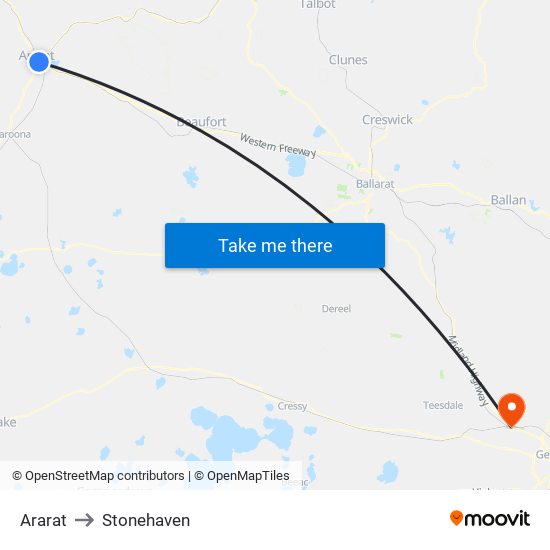 Ararat to Stonehaven map