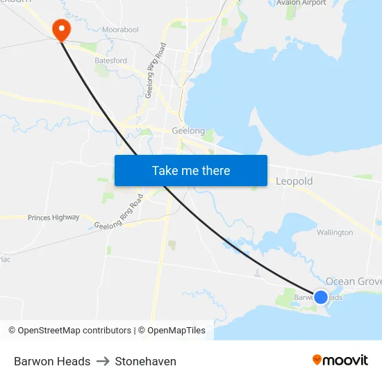 Barwon Heads to Stonehaven map
