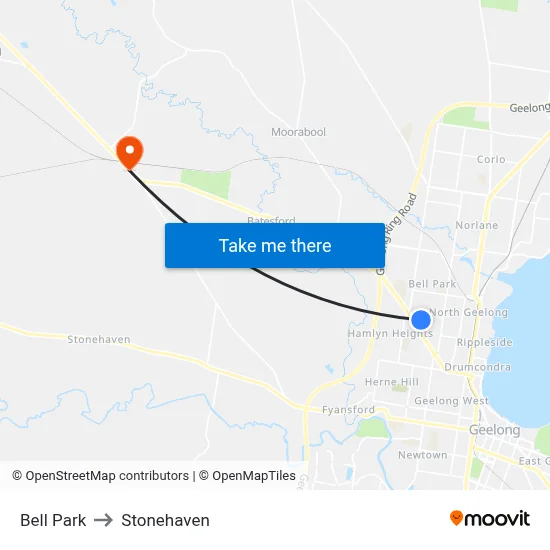 Bell Park to Stonehaven map