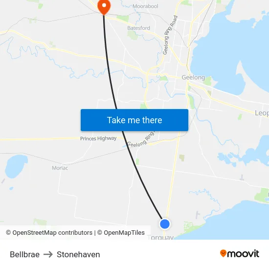 Bellbrae to Stonehaven map