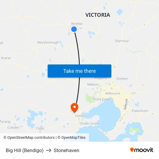 Big Hill (Bendigo) to Stonehaven map