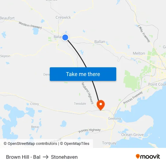 Brown Hill - Bal to Stonehaven map