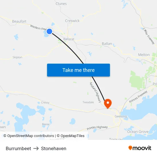 Burrumbeet to Stonehaven map