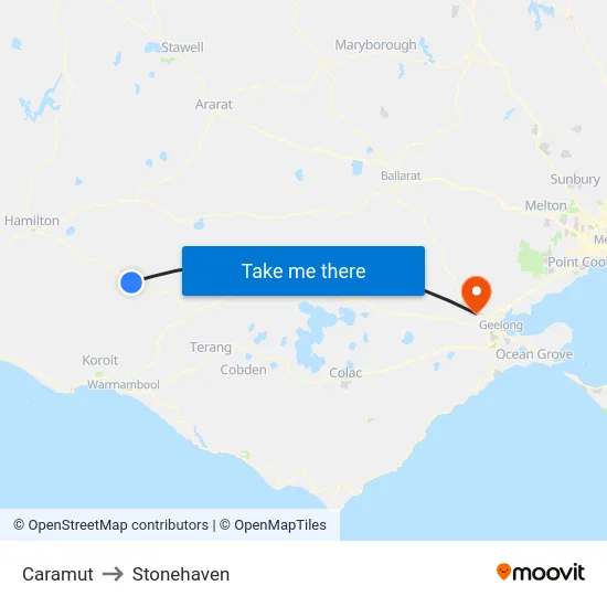 Caramut to Stonehaven map