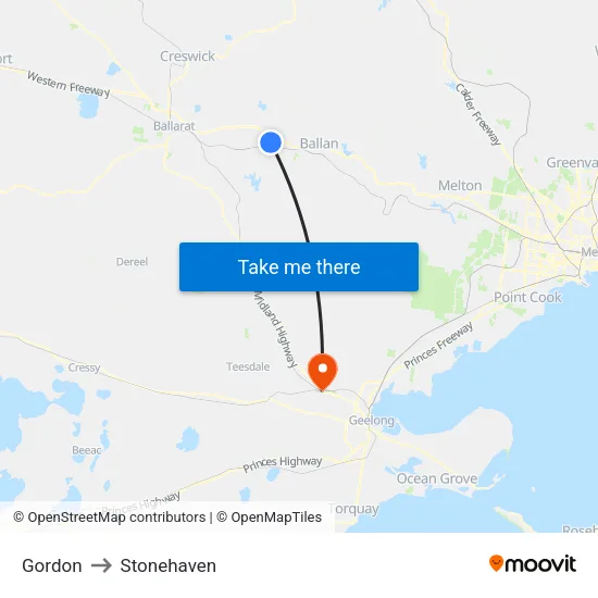 Gordon to Stonehaven map