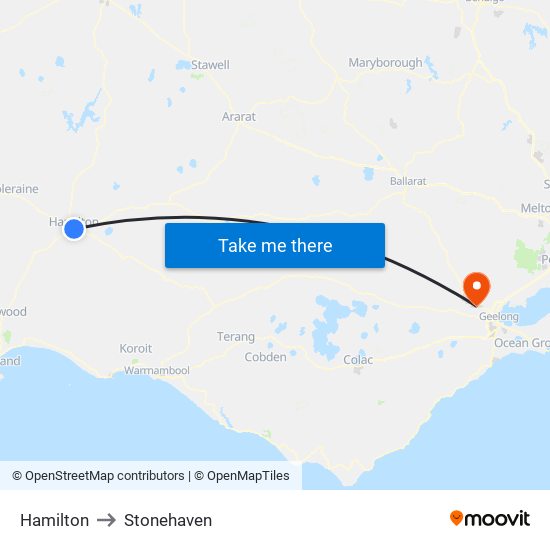 Hamilton to Stonehaven map