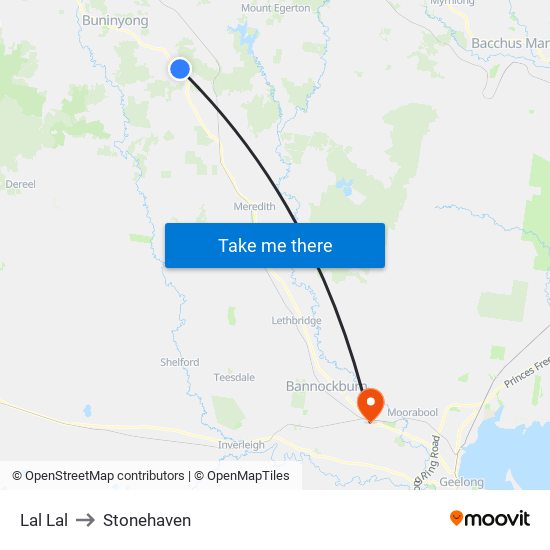 Lal Lal to Stonehaven map