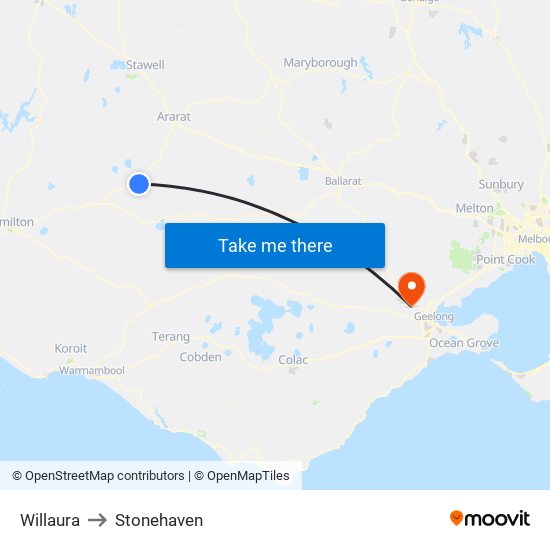 Willaura to Stonehaven map