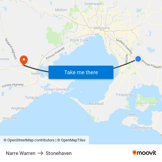 Narre Warren to Stonehaven map