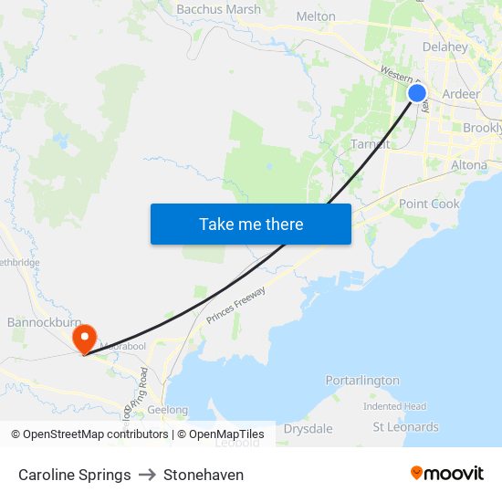 Caroline Springs to Stonehaven map