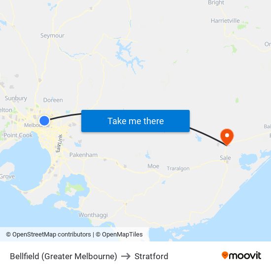 Bellfield (Greater Melbourne) to Stratford map
