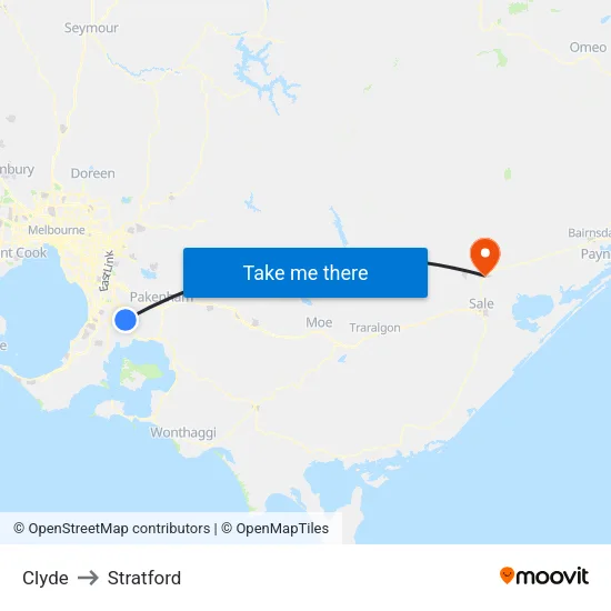 Clyde to Stratford map