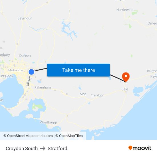 Croydon South to Stratford map